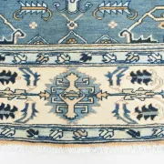 Vintage Large Blue & Peach Persian Rug, Handmade Wool Rustic Decor,348x495