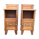 Vintage bedside tables with solid oak compass legs (pair)