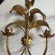 Pair of vintage golden palm leaf sconces