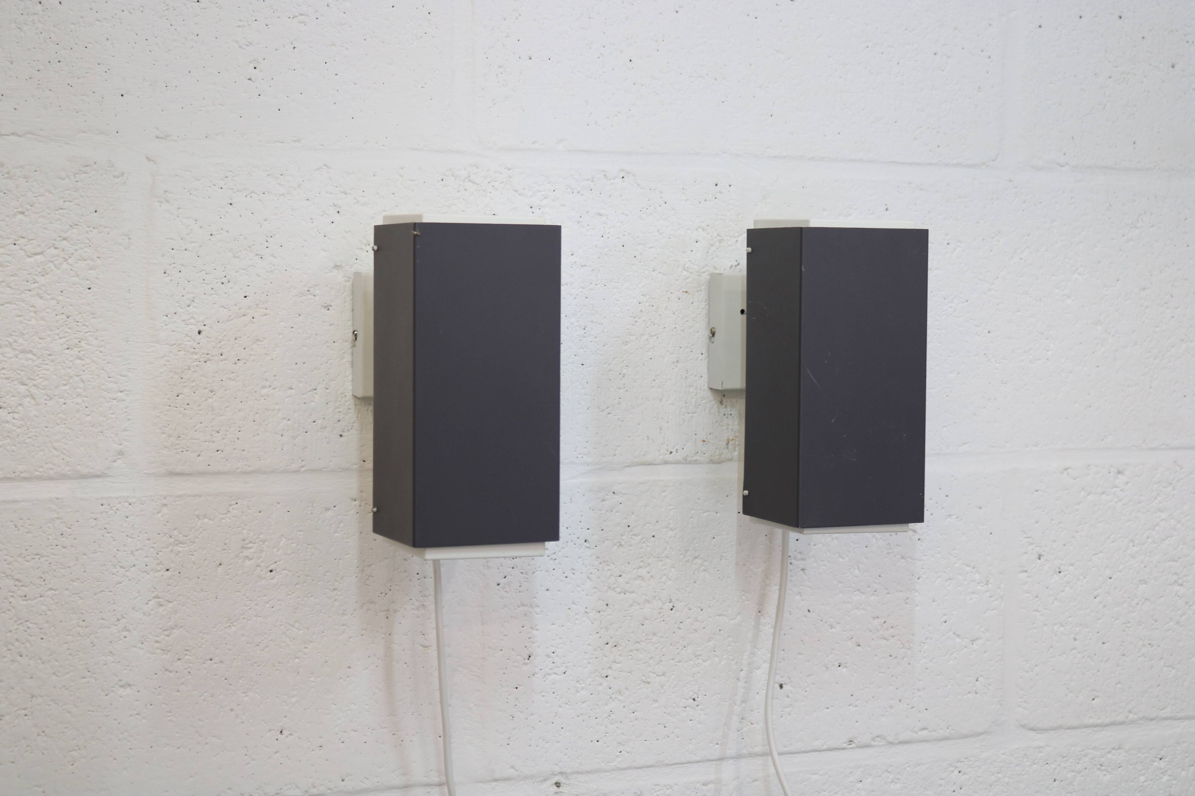 Pair of grey and white wall sconces by Preben Dahl for H. F. Belysning, 1960s