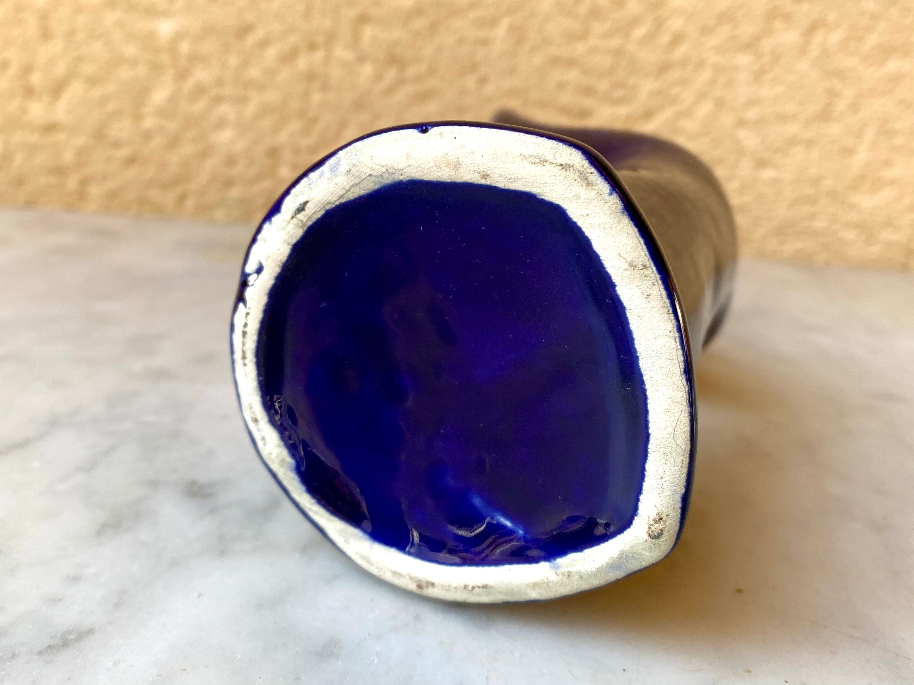 Vase baguier hand soliflore ceramic enamelled vintage 70s