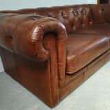 English brown leather chesterfield sofa