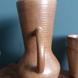 Cider or orangeade service Digoin, jug and stoneware glasses.