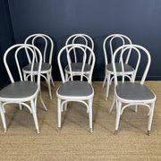 Set of 6 Thonet-type curved wooden bistro chairs