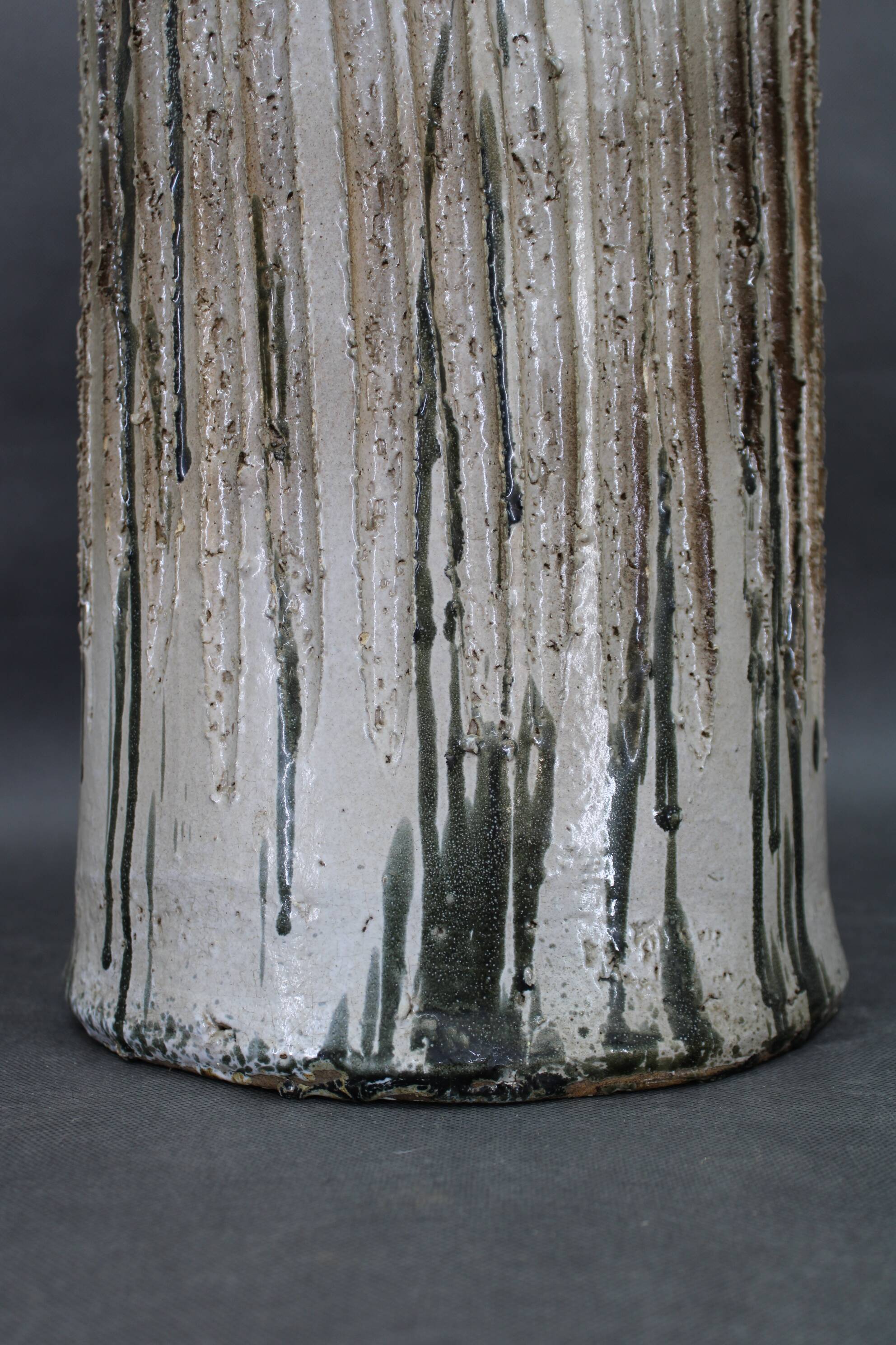 1970s Czechoslovak brutalist ceramic vase, large textured mid-century pottery