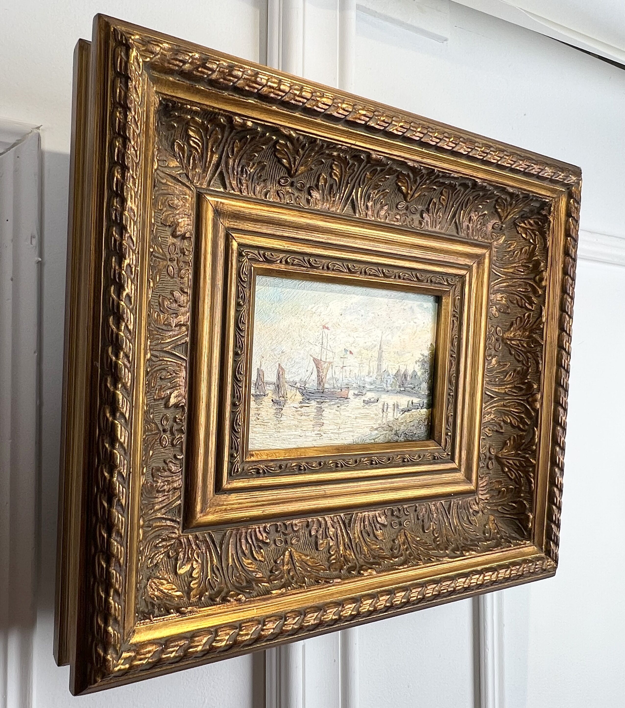 PAINTING / OIL ON CANVAS SIGNED " F.NICOLI " (THE PORT) VERY WELL FRAMED