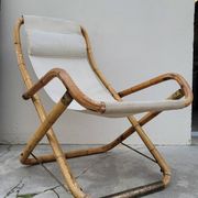 Vintage bamboo deck chair armchair 1950s Italy
