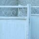3-panel screen in wood and white painted metal vintage 1970