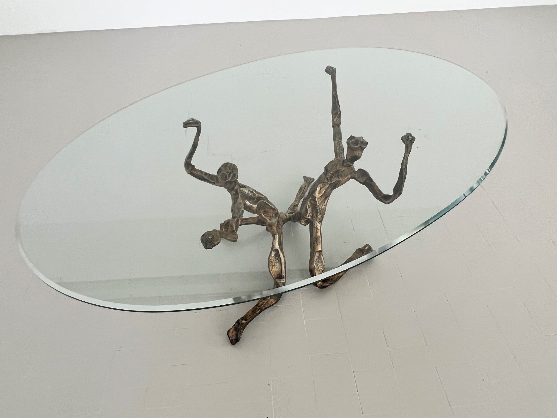 Salvino marsura vintage bronze handcrafted trinidad brutalist coffee table, 1960