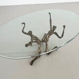 Salvino marsura vintage bronze handcrafted trinidad brutalist coffee table, 1960