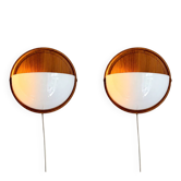 Wall lamps /wall sconce, pine wood / acryl marksljöd, sweden 1970s, pair