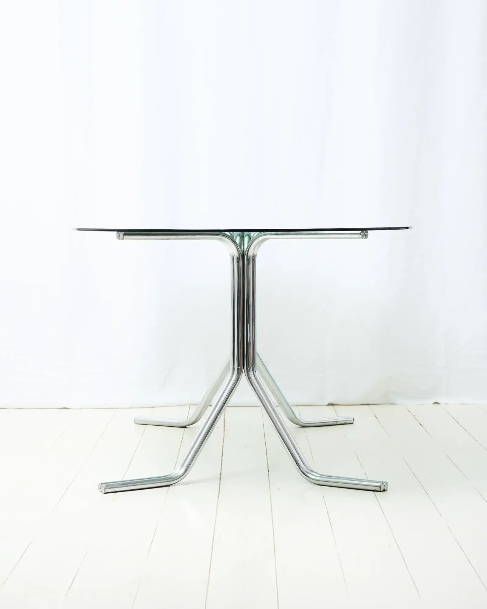 Dining table with double tubular chrome base, 1970s