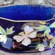 Old planter enamelled floral decoration