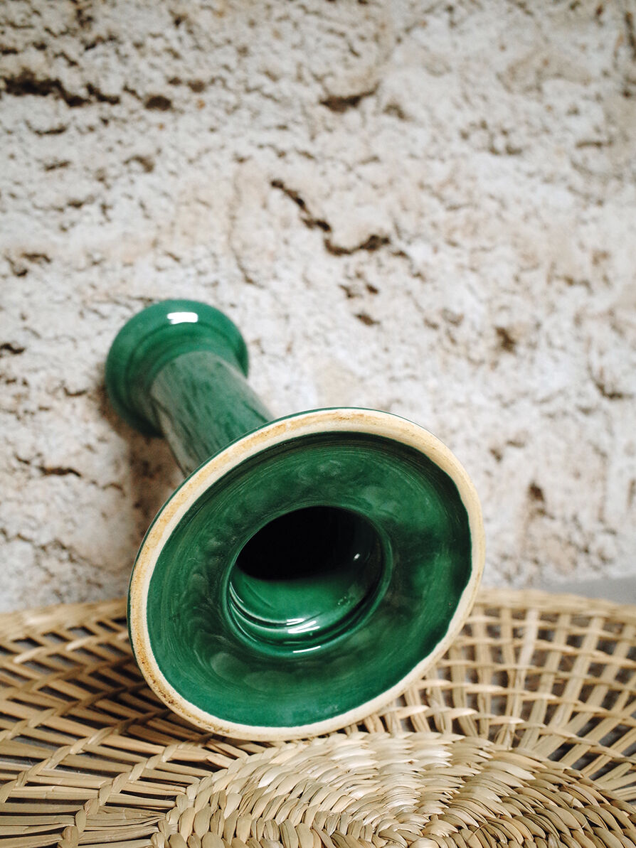 Glazed ceramic chandelier fir green