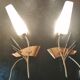 Pair of vintage brass and white glass sconces 1950-60