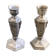 Pair of metal candlesticks, chiseled with a statuette in front, rose pattern in relief, art deco