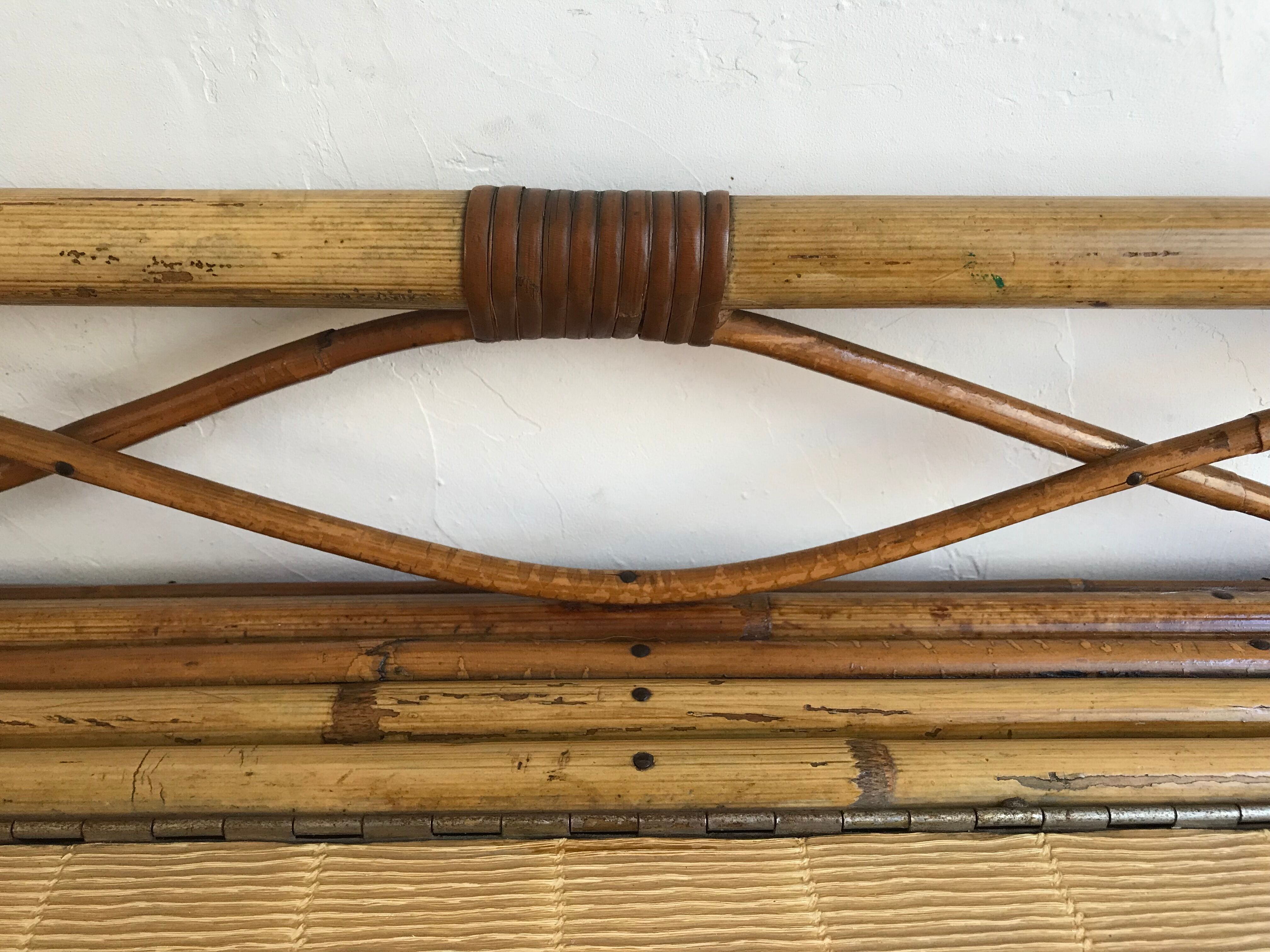Vintage rattan and bamboo toy chest