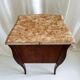 Mid-century French Louis XV style bedside tables with marble tops and floral marquetry, 1940s, set of 2