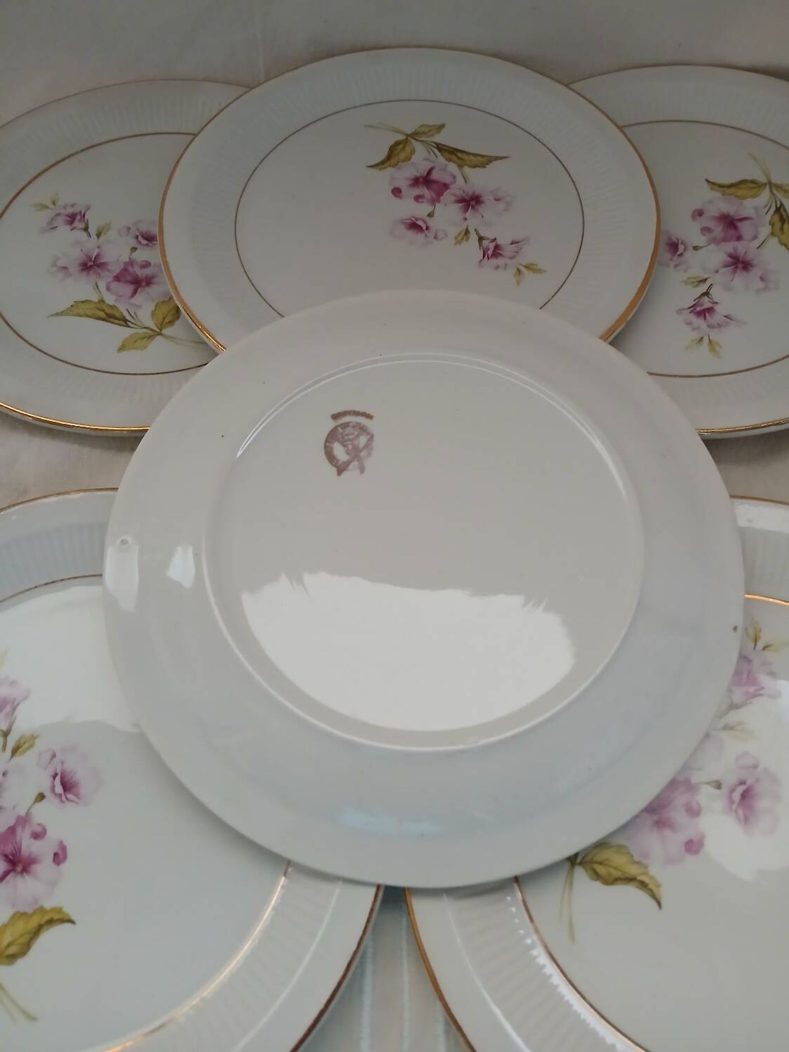 6 vintage Moulin des Loups dessert plates