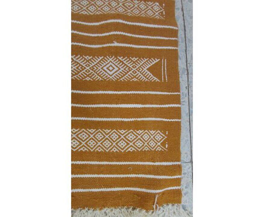 Hand-woven kilim hallway rug in natural wool