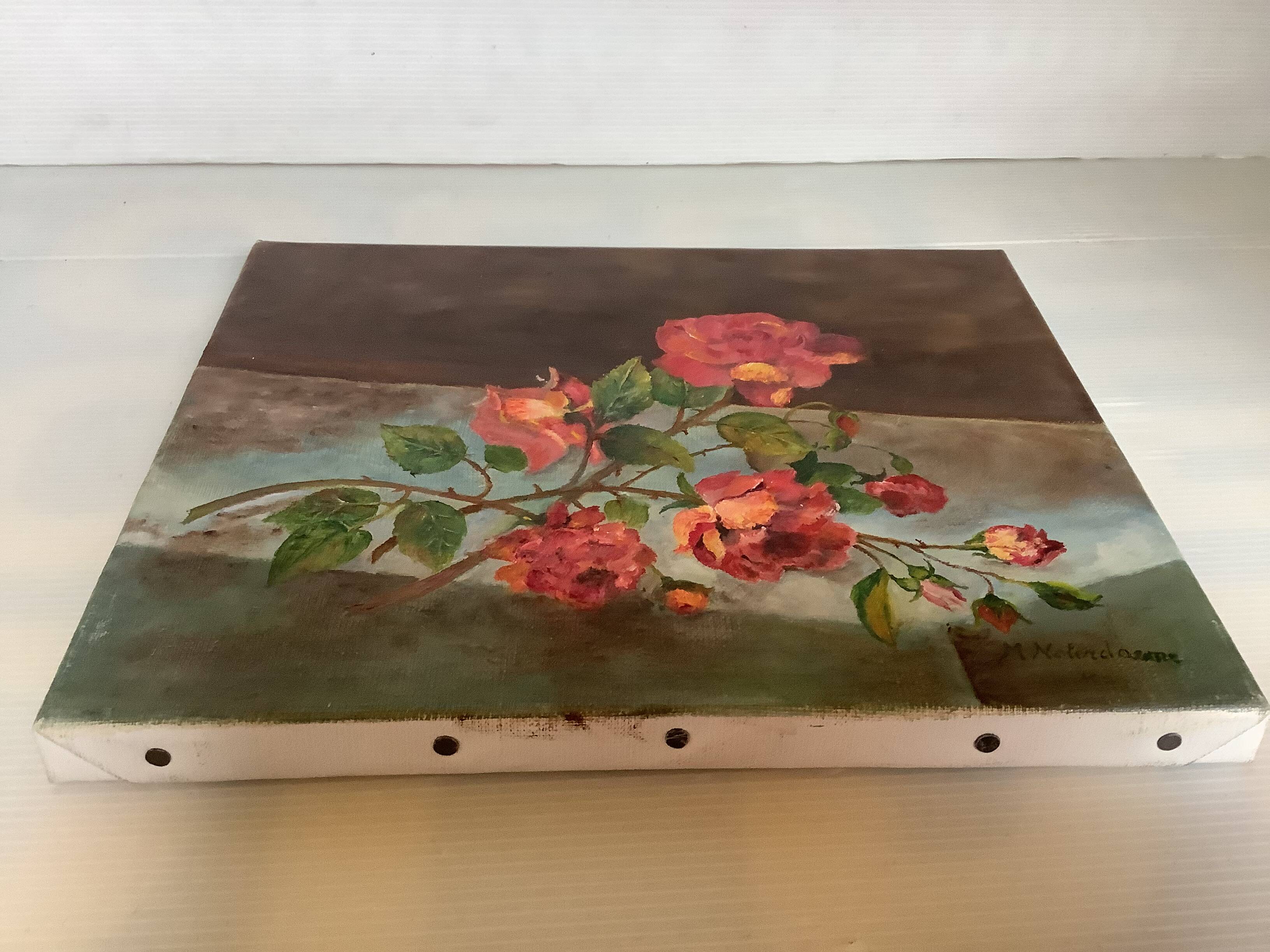 Tableau fleurs huile sur toile signée