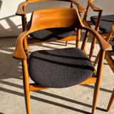 Set of 4 Model 411 armchairs in solid beech, Hartmut Lohmeyer, Wilkahn