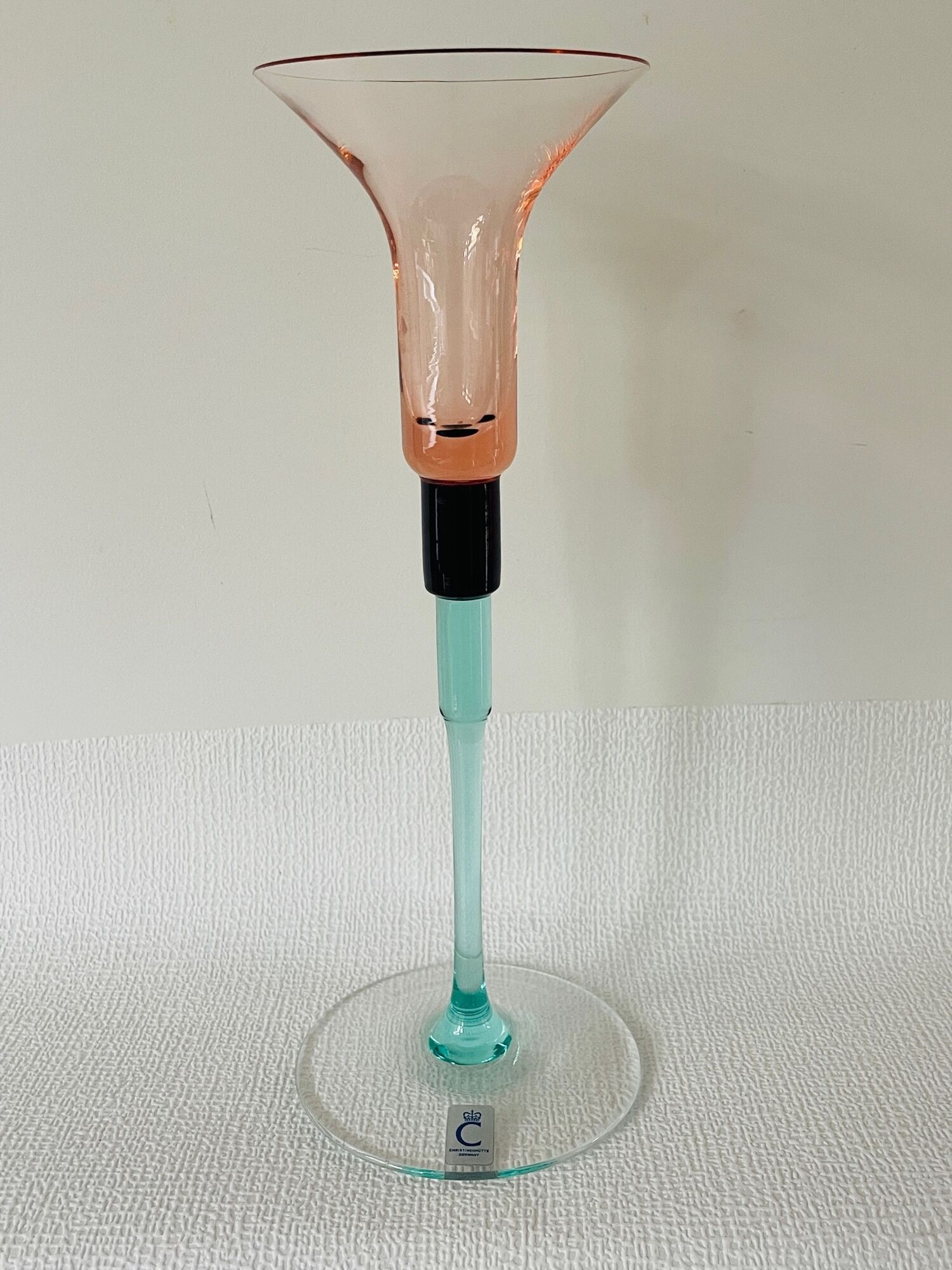 Design candleholder Christinenhütte Germany. Unique Design Cristinen Hütte. German glass.