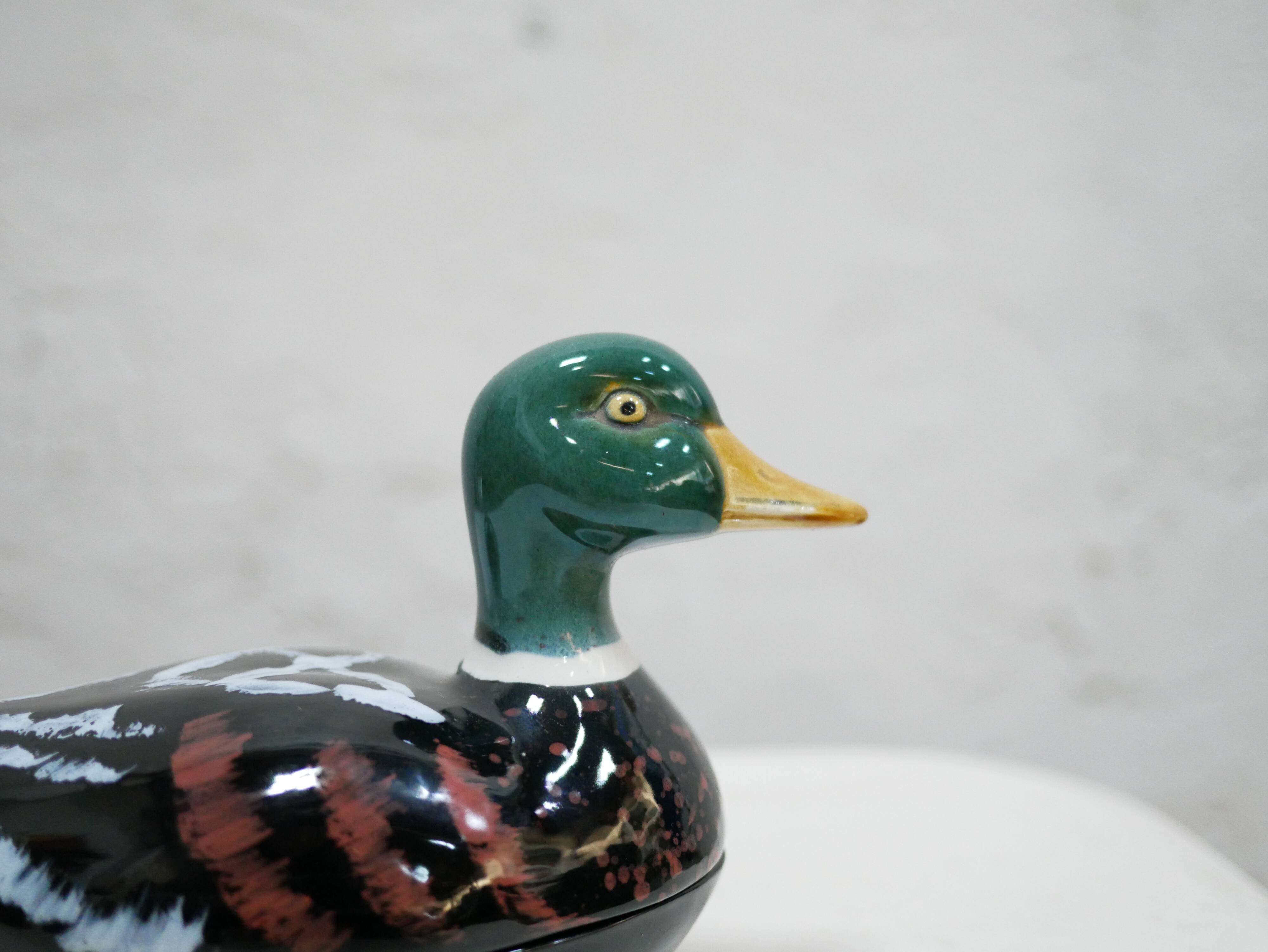 Vintage ceramic duck terrine by Michel Caugant