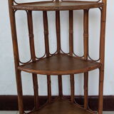 70s rattan corner shelf