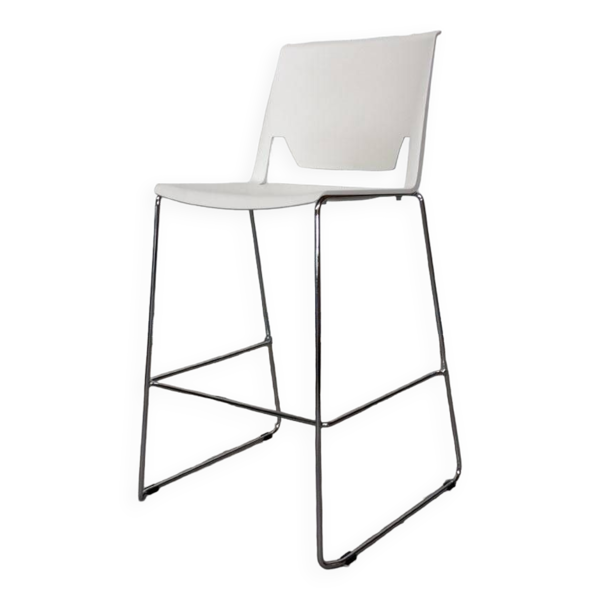 Tabouret haut Very de chez Haworth blanc et chromé — Beyit