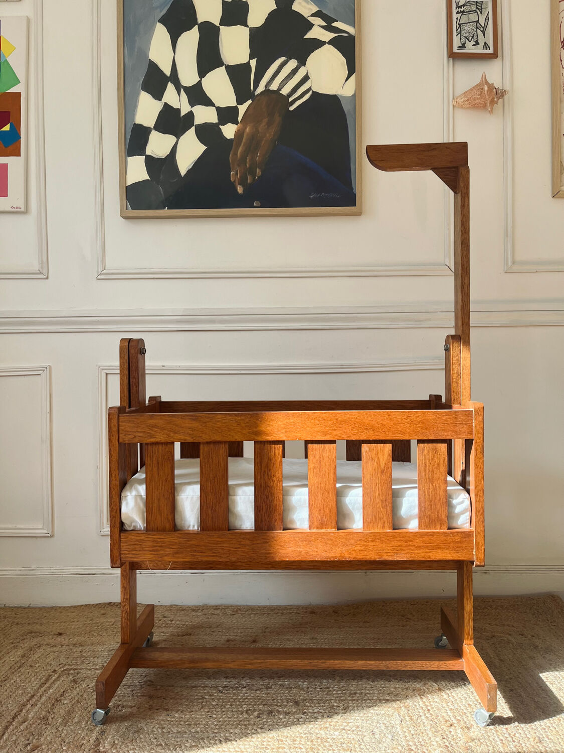 Vintage Scandinavian wooden cradle