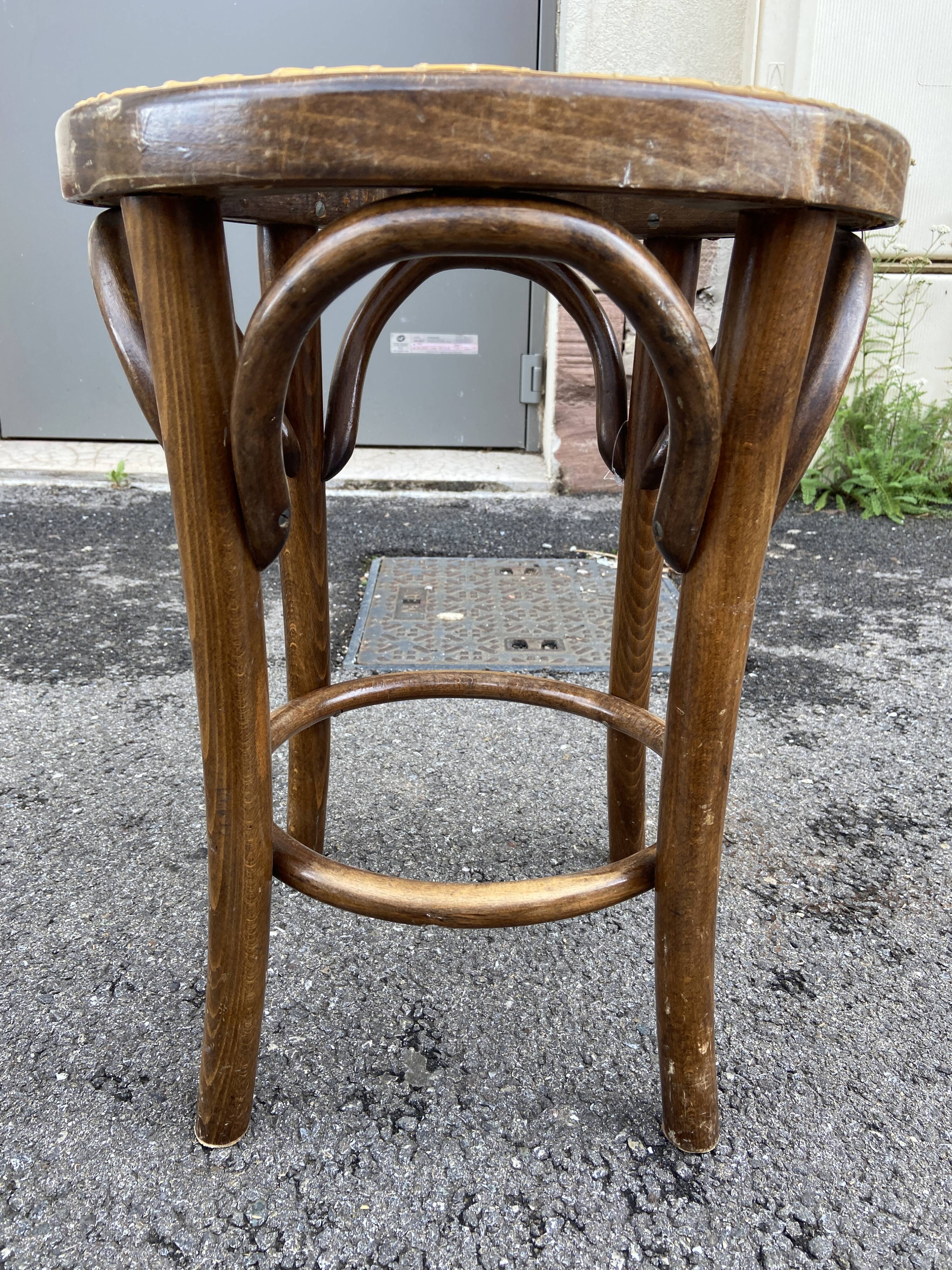 Curved wood piano stool 1950