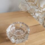 Small hexagonal molded glass candle holder