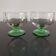 2 faceted champagne glasses with green feet, 1930s