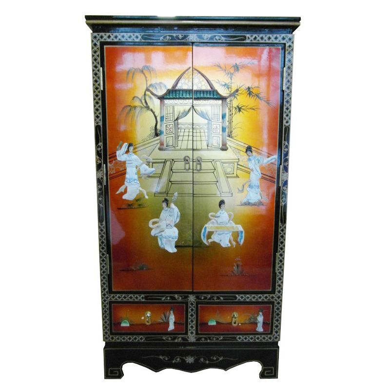 Chinese wardrobe with mother-of-pearl figures