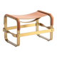 Footrest in Aged Brass and Natural Leather, Contemporary Style