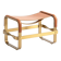 Footrest in Aged Brass and Natural Leather, Contemporary Style