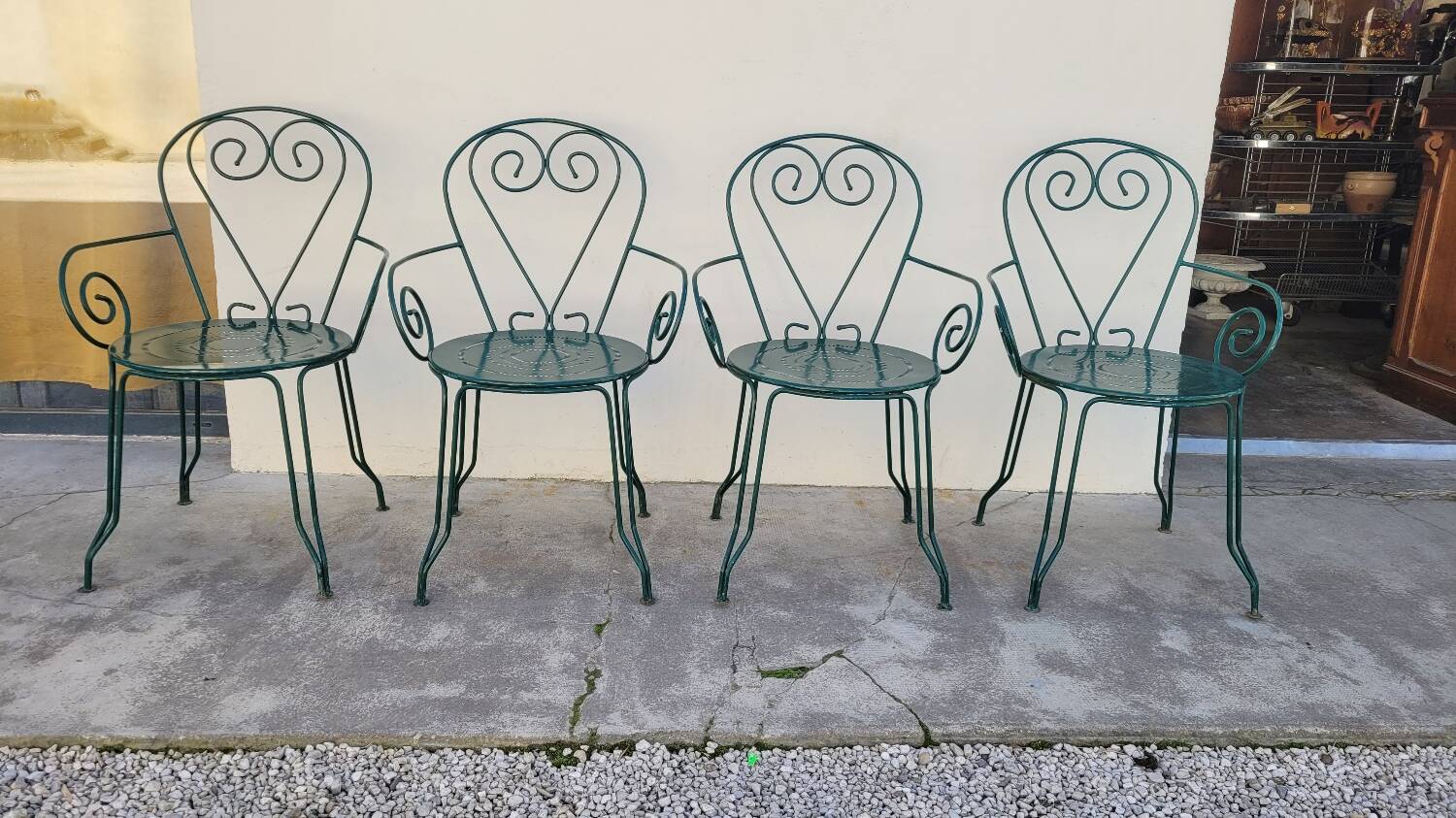 Série de 4 fauteuils de Jardin Fermob en fer ancien