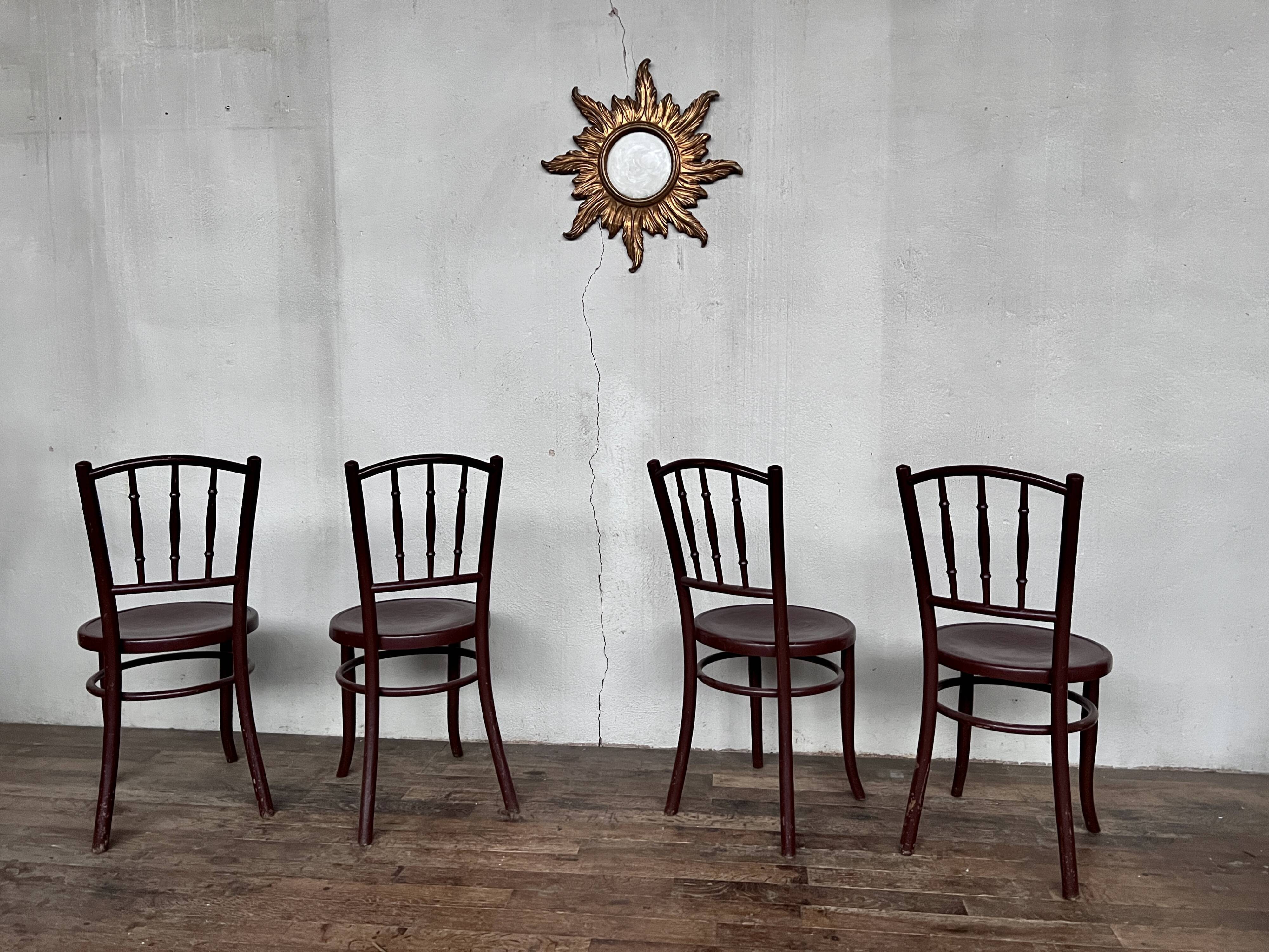 Series 4 wooden chairs 1950 fischel