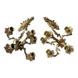Pair of 5-light gold wall candlesticks