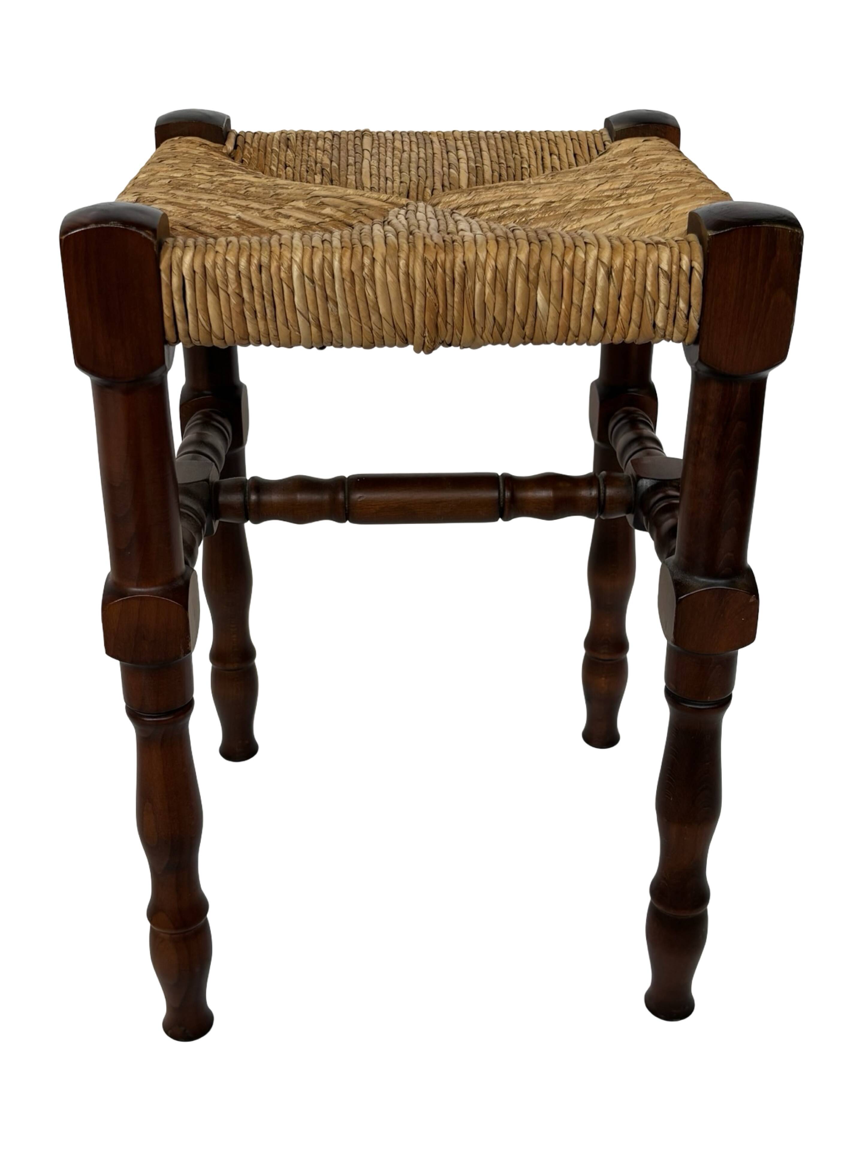 Tabouret vintage table d'appoint design brutaliste années 60 chêne foncé