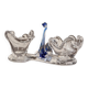 Double salt and pepper shaker, swan dragée, cobalt blue Murano glass.