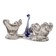 Double salt and pepper shaker, swan dragée, cobalt blue Murano glass.