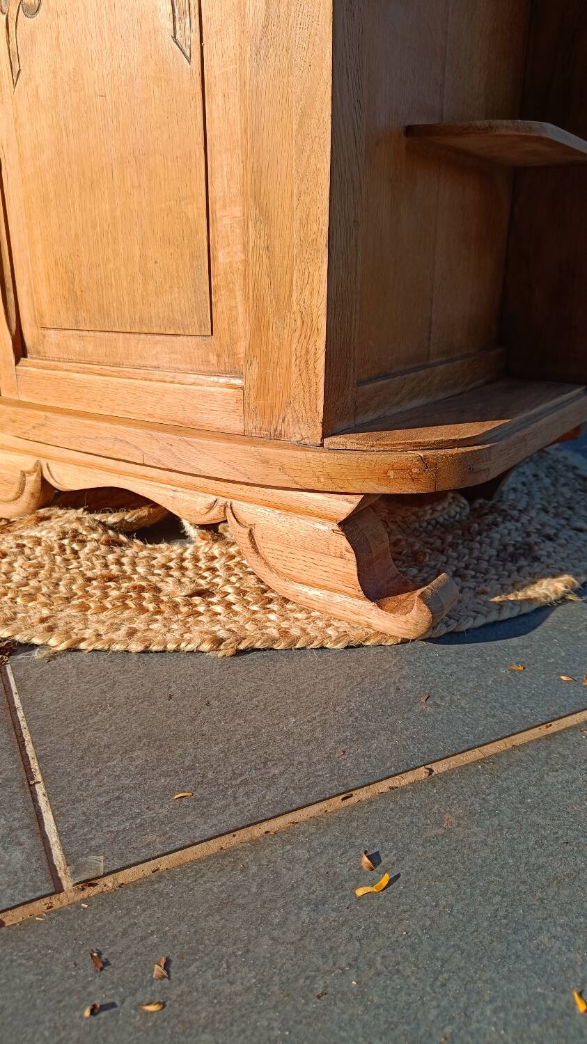 Art Deco bedside table in raw wood