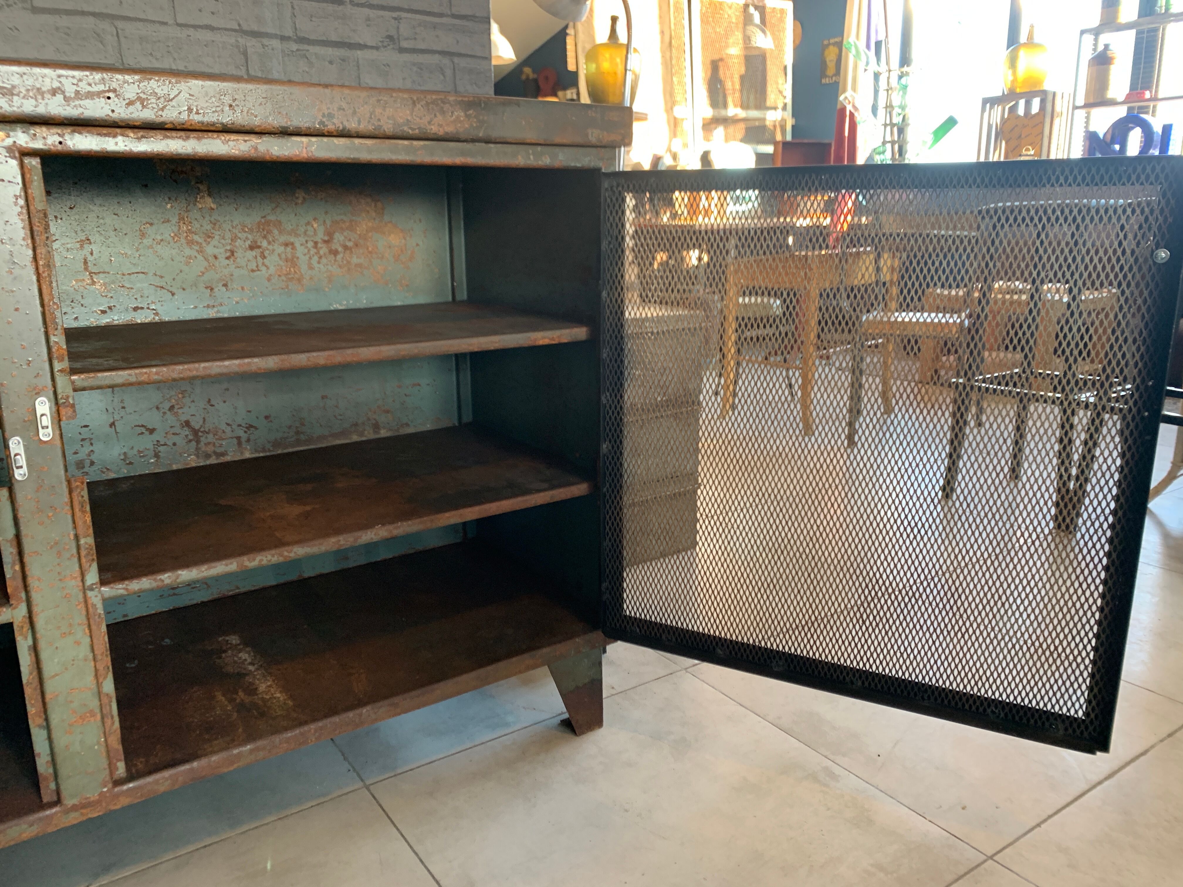 Old steel workshop cabinet