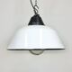 White enamel and cast iron industrial pendant light with glass cover, 1960s