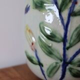 Antique vase with slip flowers signed