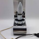 Vintage 70s chrome metal table lamp, folded effect.