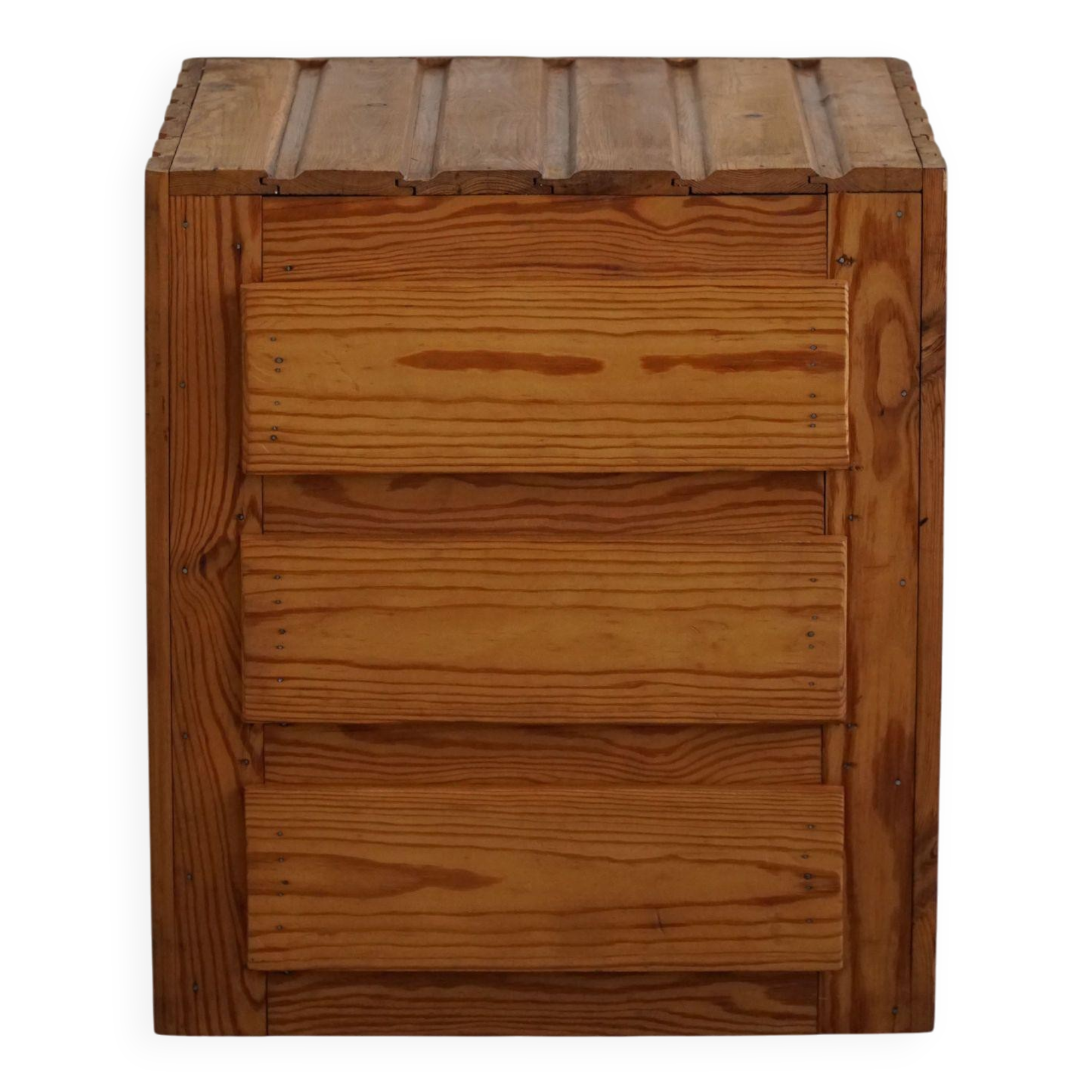 Free-standing primitive pine commode, mid-century Swedish, 1950s.