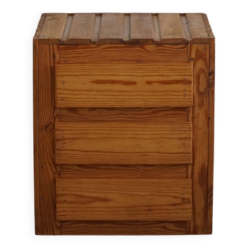 Free-standing primitive pine commode, mid-century Swedish, 1950s.